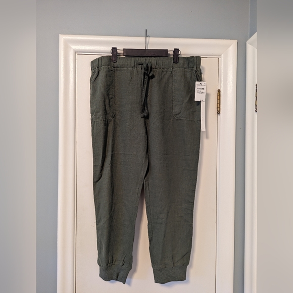 Nordstrom Carlson Linen Jogger - Large - Green Beetle - Picture 4 of 6